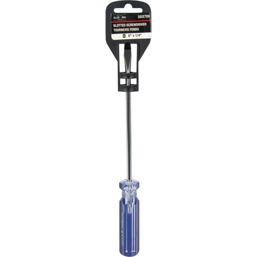 Tournevis &agrave; fente bleu transparent avec bandes, Tige de 1/4", Ronde, Prise en Plastique Industrial Sales
