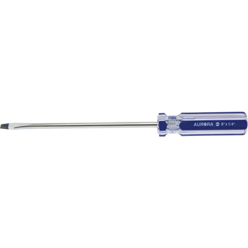 Tournevis &agrave; fente bleu transparent avec bandes, Tige de 1/4", Ronde, Prise en Plastique Industrial Sales