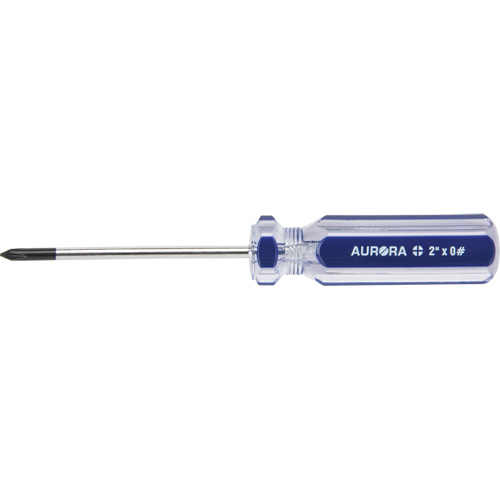 Tournevis Philips bleu transparent avec bandes, #0, Prise Plastique Industrial Sales