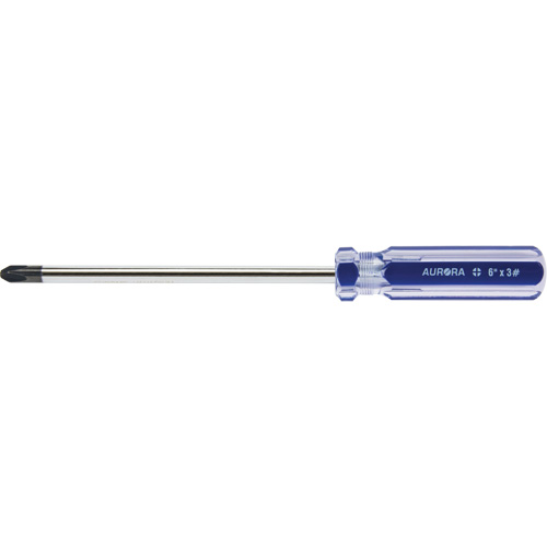 Tournevis Philips bleu transparent avec bandes, #3, Prise Plastique Industrial Sales