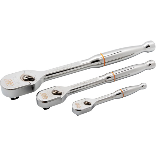 Ensemble de rochet &agrave; t&ecirc;te en goutte enti&egrave;rement polie avec prises 1/4", 3/8" & 1/2" 120XP Industrial Sales