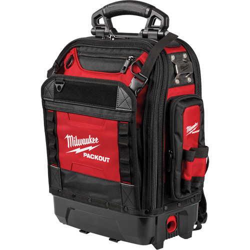 Sac &agrave; dos structur&eacute; PackOut, 9-1/2" lo x 18" la, Noir/Rouge, Polyester Industrial Sales