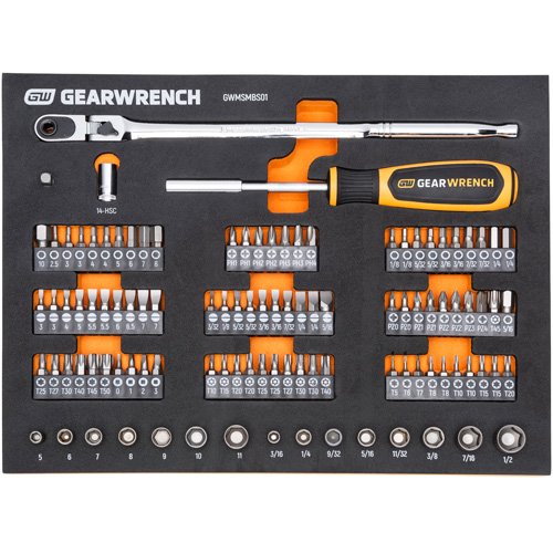 Slim Head Mechanics Tool Set in Foam Storage Tray Industrial Sales