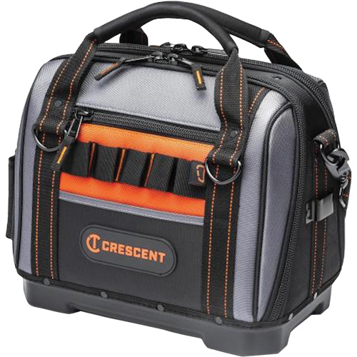 Sac ouvert de 14" pour outils d'ouvrier, Polyester, 32 pochettes, Noir/Gris Industrial Sales