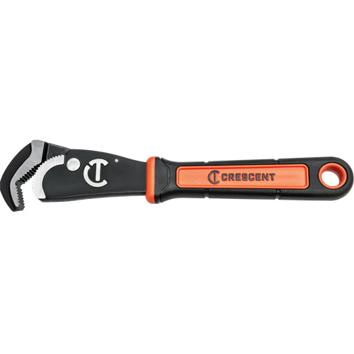 Self-Adjusting Dual Material Pipe Wrench, 1-1/2" Jaw Capacity, 12" Long, Black Oxide Finish, Cushion Handle Industrial Sales
