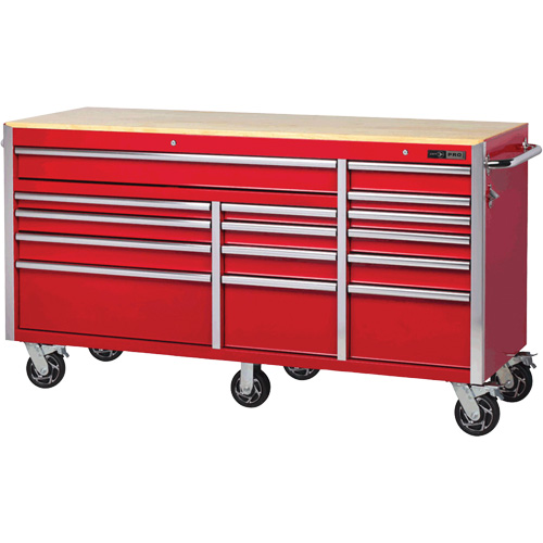 PRC7215 Pro Series Roller Cabinet, 15 Drawers, 72" W x 24" D x Red Industrial Sales