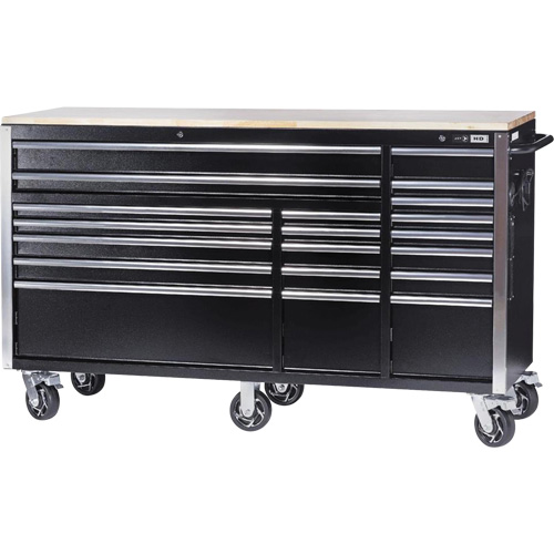HDRC7220 HD Series Roller Cabinet, 20 Drawers, 72" W x 24" D x 42-3/10" H, Black Industrial Sales