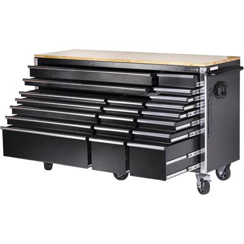 HDRC7220 HD Series Roller Cabinet, 20 Drawers, 72" W x 24" D x 42-3/10" H, Black Industrial Sales