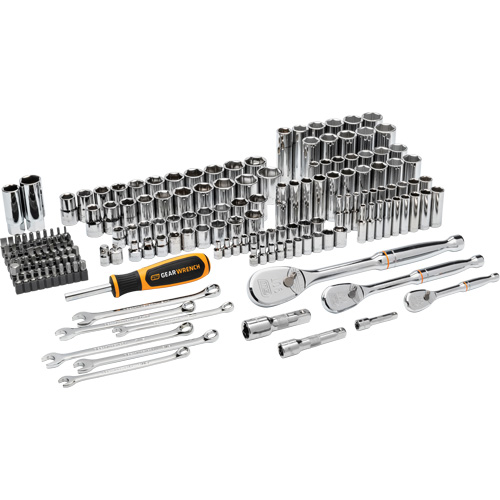 1/4", 3/8”, & 1/2" Drive 90T SAE/MM Mechanics Hand Tool Set Industrial Sales