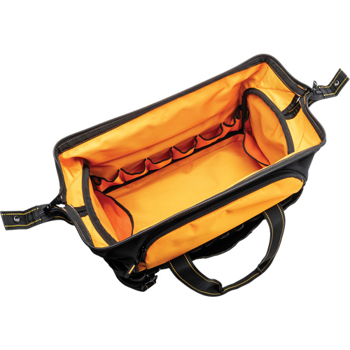 Professional 20" Tool Bag, Nylon, 33 Pockets, Black/Orange Industrial Sales