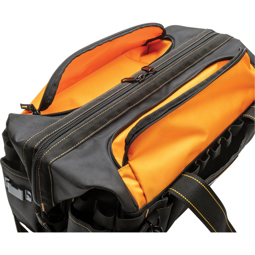 Professional 20" Tool Bag, Nylon, 33 Pockets, Black/Orange Industrial Sales