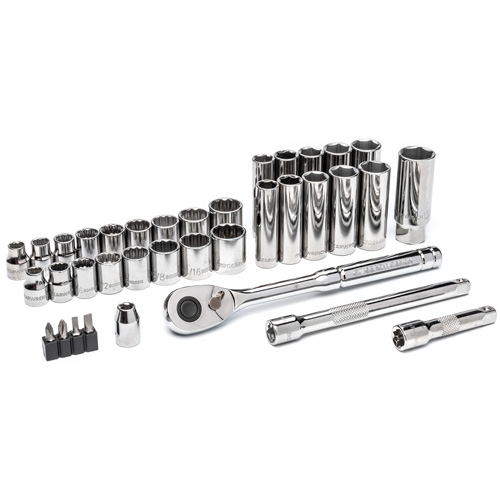 Jeu d'outils pour m&eacute;canicien &agrave; 72 dents, 12 pans et &agrave; prise de 3/8" Industrial Sales