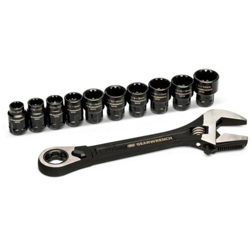 Ensemble de cl&eacute;s ajustable Pass-Thru 11 morceaux, 8" lo, la max. 1-1/8", Chrome/Poli Industrial Sales