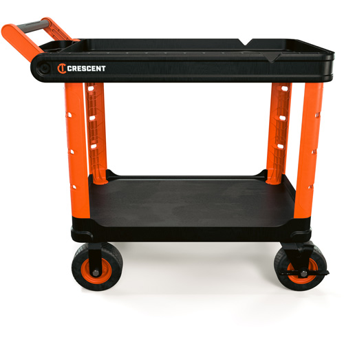 RAILWORKS 2-Shelf Industrial Utility Cart with 8" Casters, 47" L x 24-1/2" W x 37-4/5" H, Black/Orange Industrial Sales