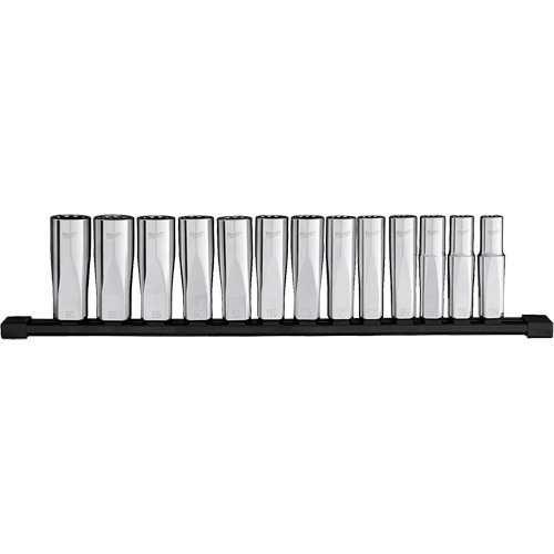 Jeu de douilles &agrave; puits profondes m&eacute;triques &agrave; 12 pans, 13 Mcx, Prise de 1/2", Profond Industrial Sales