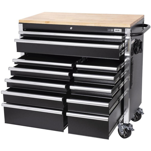 HDRC4112 HD Series Roller Cabinet, 12 Drawers, 41" W x 21" D x 40-3/10" H, Black Industrial Sales