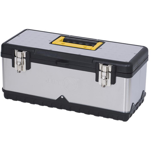 Coffre &agrave; outils portatif en acier inoxydable JPSTB-20, 9-63/100" P x 20" la x 8-7/8" h, Noir/Argent Industrial Sales