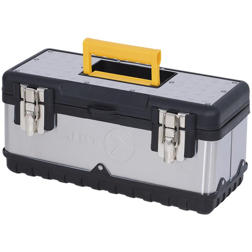 Coffre &agrave; outils portatif en acier inoxydable JPSTB-15, 6-1/4" P x 15" la x 7" h, Noir/Argent Industrial Sales