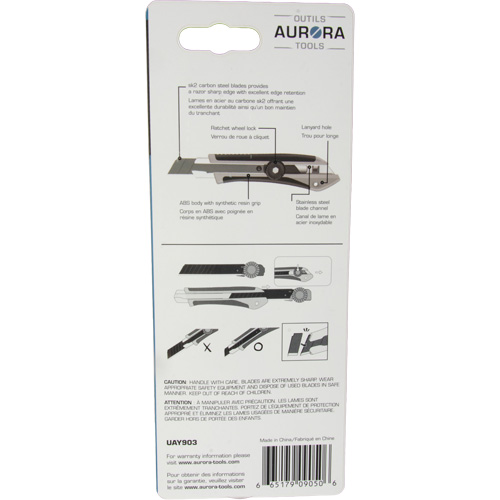 Couteau professionnel de 18 mm, Acier inoxydable, Robuste, Prise en Caoutchouc Industrial Sales