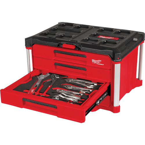 Ensemble de 64 outils &agrave; main avec boîte &agrave; outils PACKOUT &agrave; 4 tiroirs, 16-3/10" x 22-1/5" x 14-3/10", Noir/Rouge Industrial Sales