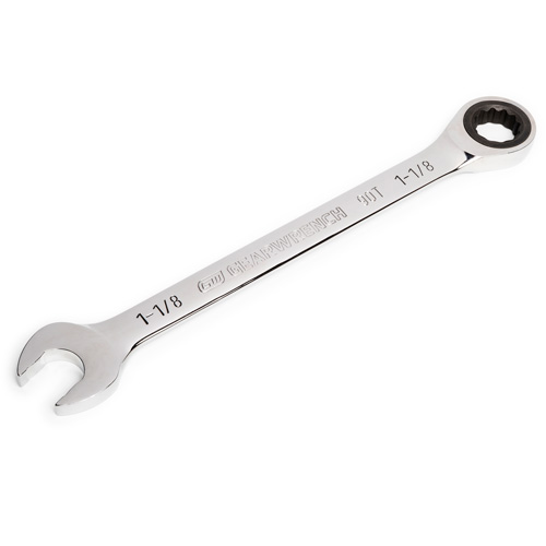 90-Tooth Ratcheting Combination Wrench, 12 Point, 1-1/8", Chrome Finish Industrial Sales