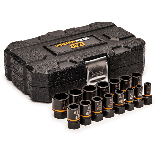 Bolt Biter Extraction Socket Set, 15 Pcs, Impact, 1/4"/3/8" Drive Size Industrial Sales
