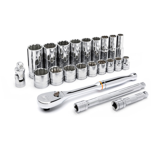 Jeu d'outils pour m&eacute;caniciens &agrave; 12 points SAE, 22 Mcx, Prise de 3/8", Profond Industrial Sales