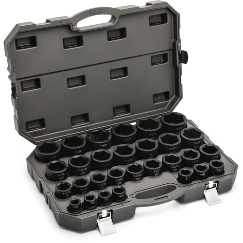 Jeu de douilles SAE &agrave; 6 pans, 29 Mcx, Chocs, Prise de 3/4" Industrial Sales