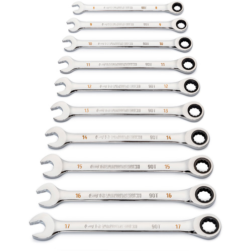 90-Tooth 12 Point Wrench Set, Ratcheting Combination, 12 Pieces, Metric Industrial Sales