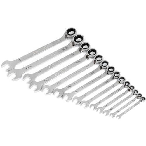 90-Tooth 12 Point SAE Reversible Ratcheting Wrench Set, Ratcheting Combination, 14 Pieces, Imperial Industrial Sales