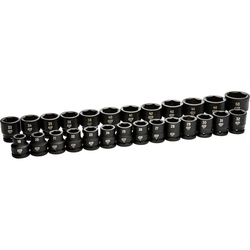 Jeu de douilles m&eacute;triques &agrave; 6 pans, 26 Mcx, Chocs, Prise de 3/4" Industrial Sales