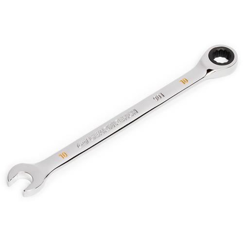 90-Tooth Ratcheting Combination Wrench, 12 Point, 10 mm, Chrome Finish Industrial Sales