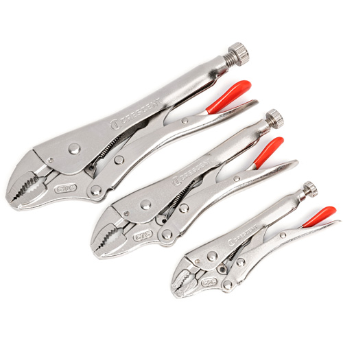 Curved Jaw Locking Pliers with Wire Cutter Set, 3 Pieces Industrial Sales