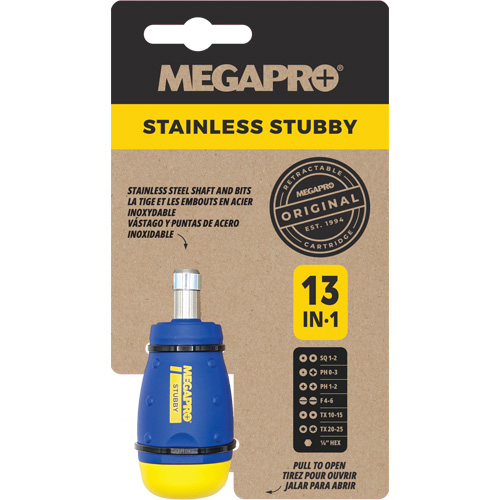 13-in-1 Stubby Screwdriver, 4-1/2" L, Plastic Handle Industrial Sales