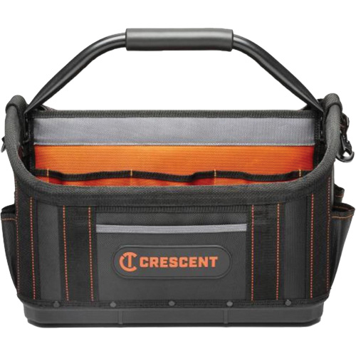 17" Tradesman Open Top Tool Bag, Polyester, 25 Pockets, Black/Orange Industrial Sales