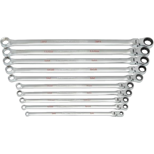 120XP Universal Spline XL Flex Head GearBox Wrench Set, Ratcheting Box, 10 Pieces, Imperial Industrial Sales