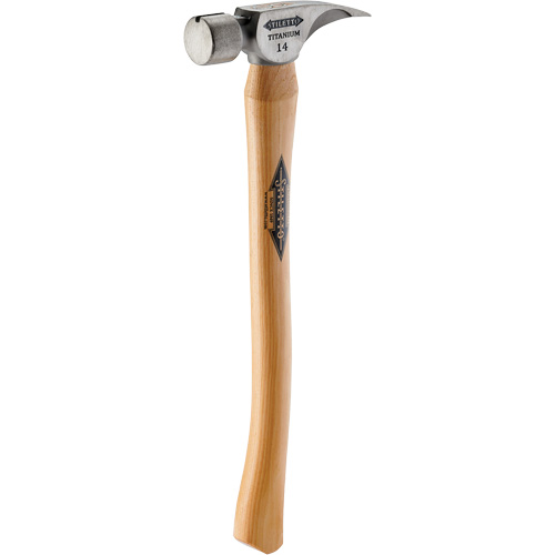 Marteau &agrave; face lisse en titane avec manche incurv&eacute; en noyer, 14 oz, Prise en Bois, 18" lo Industrial Sales