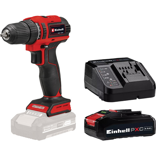 Cordless Drill/Driver with 2.5Ah PXC Battery & Charger Starter Kit, Lithium-Ion, 18 V, 3/8" Chuck, 354 in-lbs Torque Industrial Sales