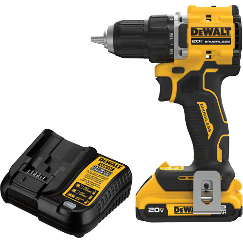 ATOMIC COMPACT SERIES Brushless Cordless Drill/Driver Kit, Lithium-Ion, 20 V, 1/2" Chuck Industrial Sales