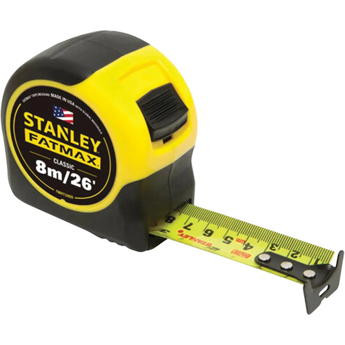 FATMAX&reg; Tape Measure, 1-1/4" x 26'/8 m, Imperial & Metric Graduations Industrial Sales
