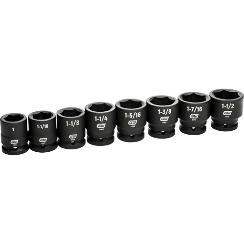 Jeu de douilles SAE &agrave; 6 pans, 8 Mcx, Chocs, Prise de 3/4" Industrial Sales