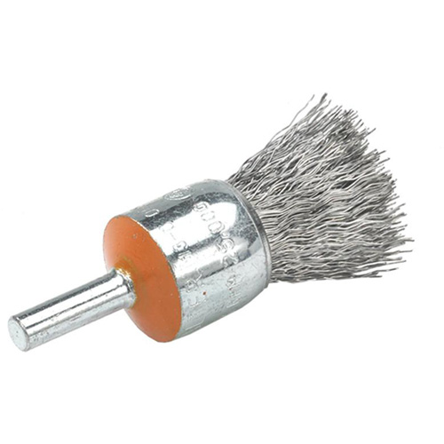 Mounted End Brush with Crimped Wires, 1/2", 0.01" Fill, 1/4" Shank Industrial Sales