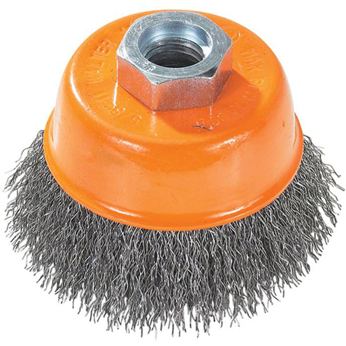 Brosse coupe avec soies m&eacute;talliques ondul&eacute;es et anneau Industrial Sales