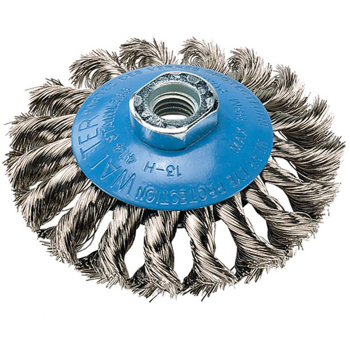 Brosse concave &agrave; fils nou&eacute;s, 6" dia. x 5/8"-11 arbre Industrial Sales