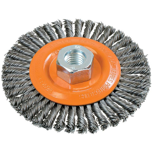 Stringer Bead Knotted Wire Brush, 4-1/2" Dia., 0.02" Fill, 5/8"-11 Arbor, Steel Industrial Sales