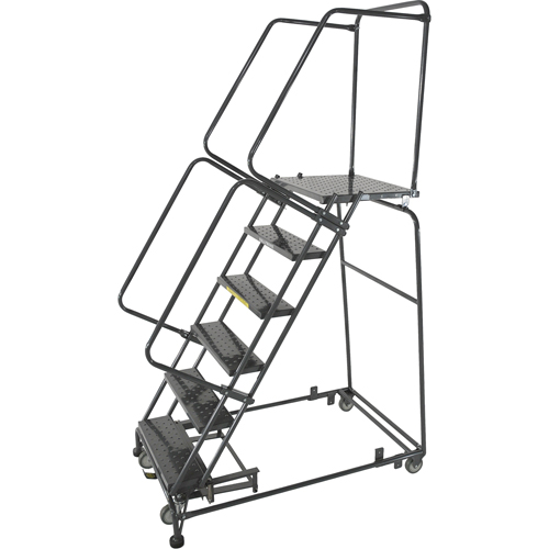 &eacute;chelles roulantes avec pied verrouillable activ&eacute; par le poids, 7 marches, Largeur de la marche 24", Hauteur de la plateforme 70", Acier Industrial Sales