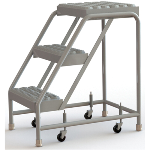 &eacute;chelles roulantes, 3 marches, Largeur de la marche 16", Hauteur de la plateforme 30", Aluminium Industrial Sales