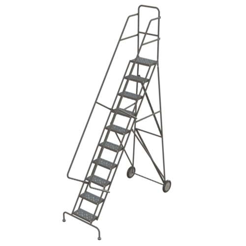 &eacute;chelles roulantes en acier, 10 marches, Largeur de la marche 16", Hauteur de la plateforme 100", Acier Industrial Sales
