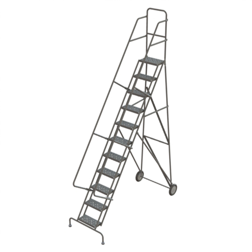 Steel Rolling Ladder, 11 Steps, 16" Step Width, 110" Platform Height, Steel Industrial Sales