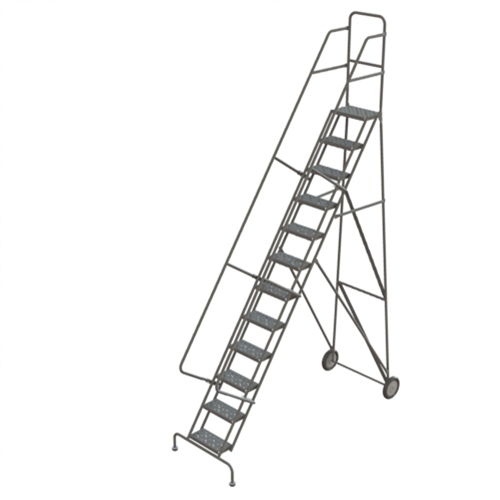 Steel Rolling Ladder, 12 Steps, 16" Step Width, 120" Platform Height, Steel Industrial Sales